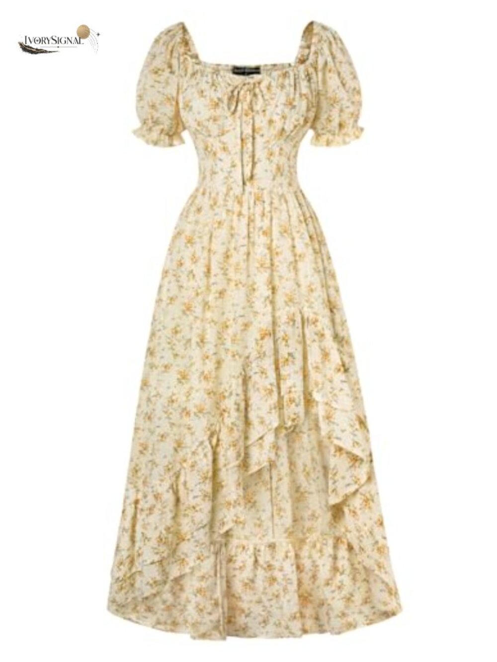 Floral Corset Chiffon Maxi Dress, Off Shoulder Puff Sleeve, Wedding Guest